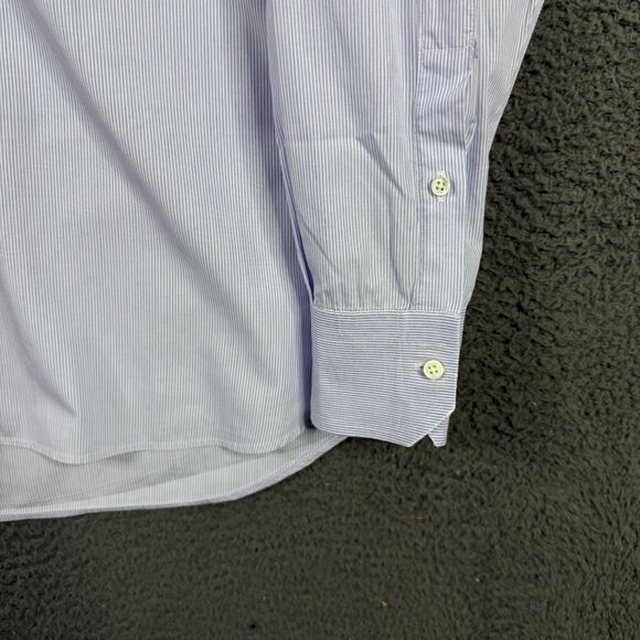 Canali Shirt Mens 16.5 Purple Striped Dress Shirt Spread Collar Made in Italy - Picture 7 of 13